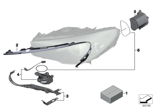 2010 BMW 550i GT xDrive Single Components For Headlight Diagram 2