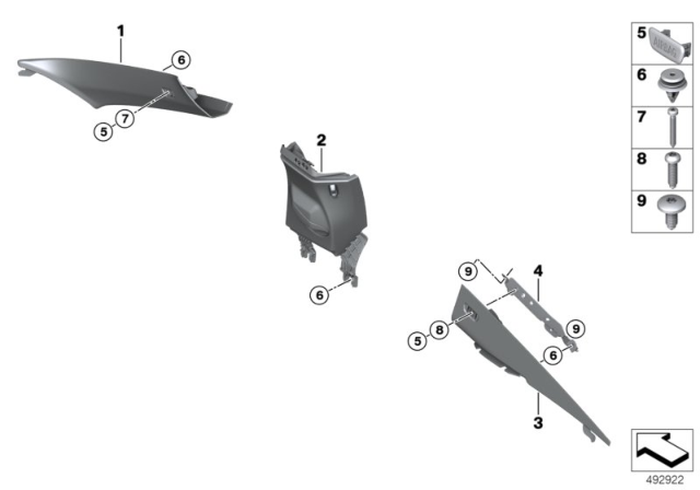 2020 BMW 840i BRACKET, COLUMN C COVER, LEF Diagram for 51437433497