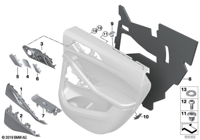 2020 BMW X6 Mounting Parts, Door Trim Panel Diagram 2