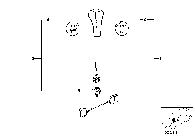 1997 BMW M3 Retrofit Kit, Shift Knob, Leather illumination Diagram