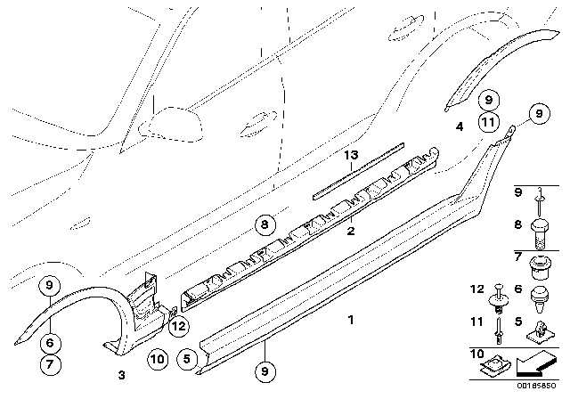 2007 BMW X3 Cover Door Sill / Wheel Arch Diagram