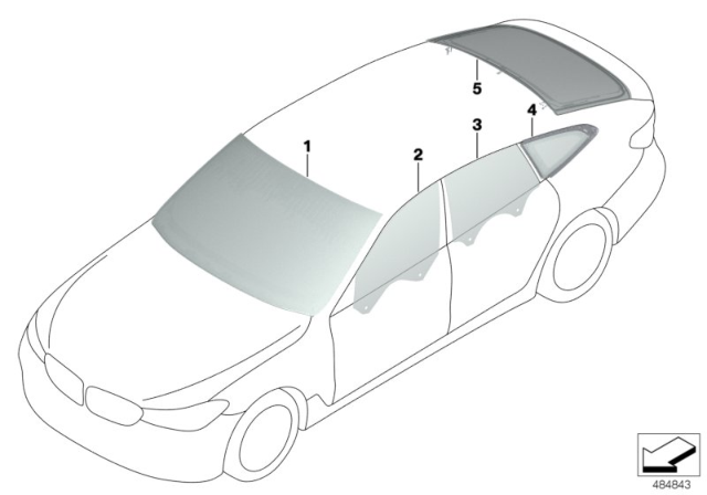 2019 BMW 640i xDrive Gran Turismo Rear Window Green Diagram for 51317401462