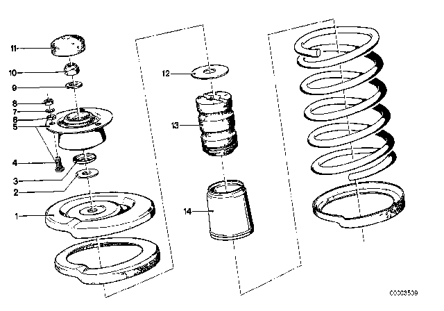 1975 BMW 530i Guide Support / Spring Pad / Attaching Parts Diagram 1