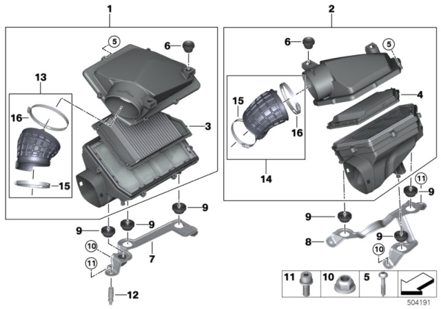 2020 BMW X5 Intake Silencer / Filter Cartridge Diagram