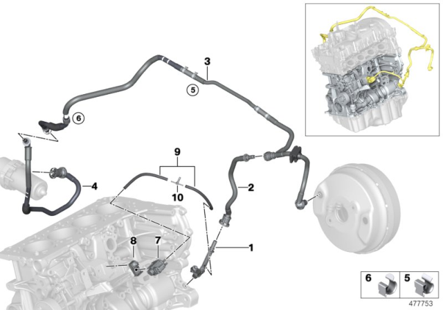 2020 BMW 530e xDrive Vacuum Line, Brake Servo Diagram