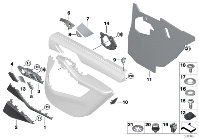 2019 BMW X5 Mounting Parts, Door Trim Panel Diagram 2