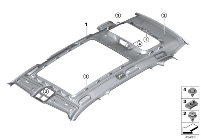 2020 BMW X7 HEADLINING PANORAMIC ROOF Diagram for 51449472381