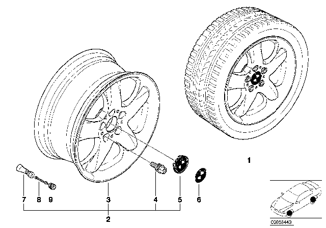 2006 BMW X5 BMW Light-Alloy Wheel, Star Spoke Diagram 2