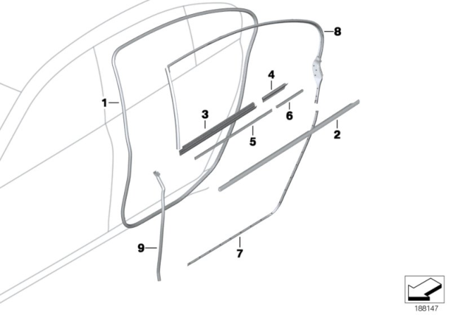 2012 BMW 740i Trims And Seals, Door Diagram 4