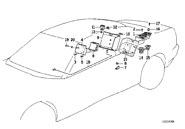 1993 BMW 850Ci Single Components HIFI System Diagram 2