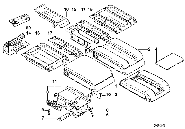 1995 BMW 740iL Armrest, Centre Console Diagram