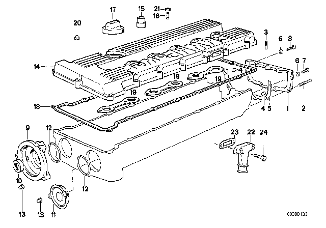 1991 BMW M5 Cylinder Head Cover Diagram