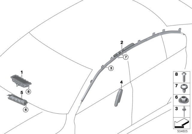 2019 BMW M5 Head Airbag, Right Diagram for 72127372520
