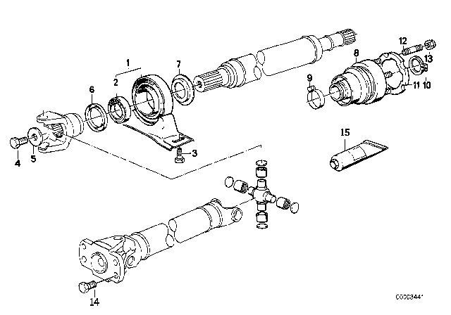 1994 BMW 750iL Drive Shaft-Center Bearing-Constant Velocity Joint Diagram