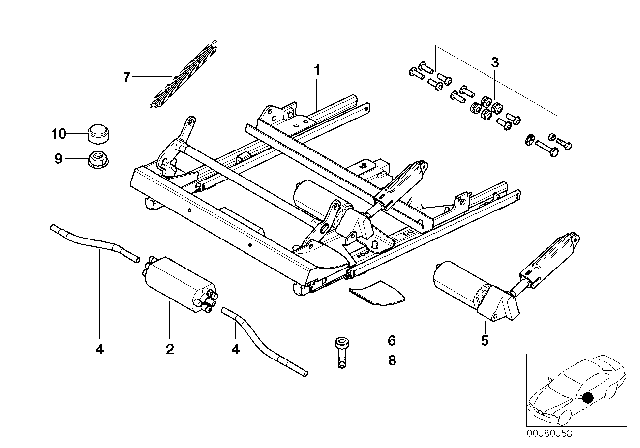 2002 BMW Z8 Covering Seat Rail Left Diagram for 52107005817