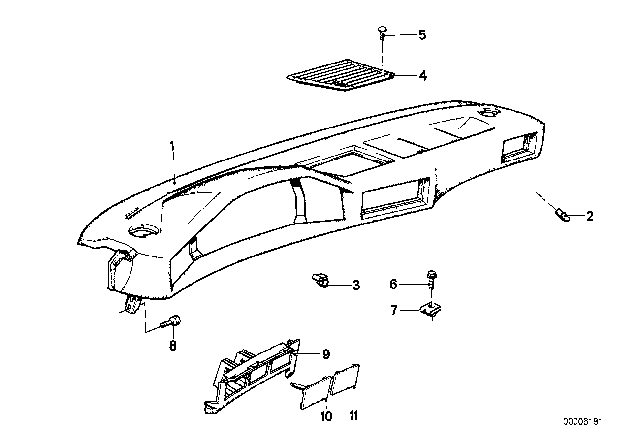 1985 BMW 524td Trim Panel Dashboard Diagram 1