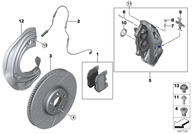 2020 BMW 330i xDrive M Performance Front Wheel Brake-Replace Diagram