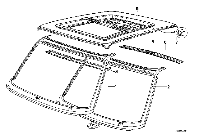 1975 BMW 530i Roof Diagram