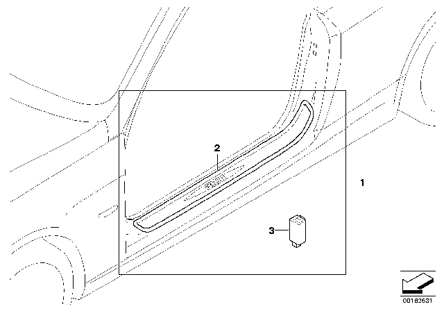 2009 BMW 128i Illuminated Door Sill Strip Diagram