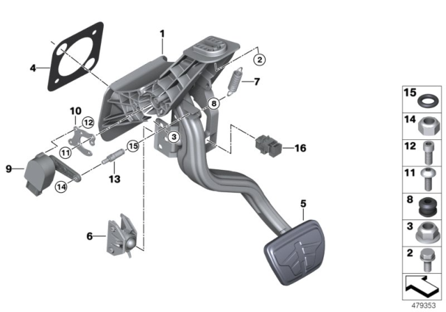 2019 BMW 740e xDrive Pedal Assembly, Automatic Transmission Diagram 2