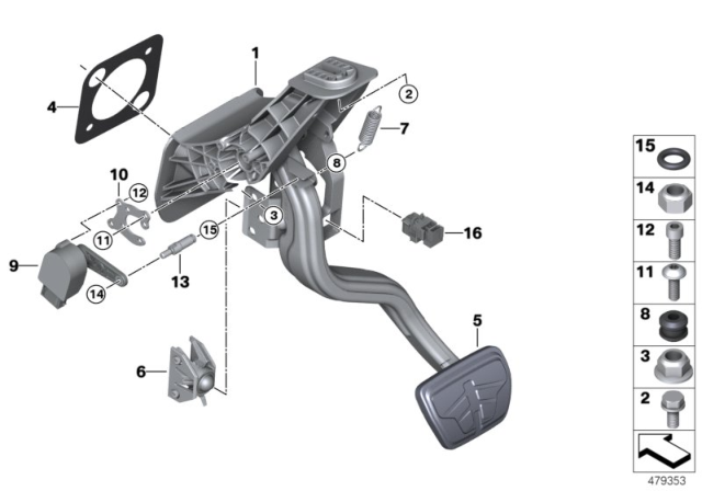 2020 BMW 530e Pedal Assembly, Automatic Transmission Diagram 2