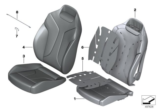 2019 BMW M850i xDrive Seat, Front, Cushion & Cover Diagram 2