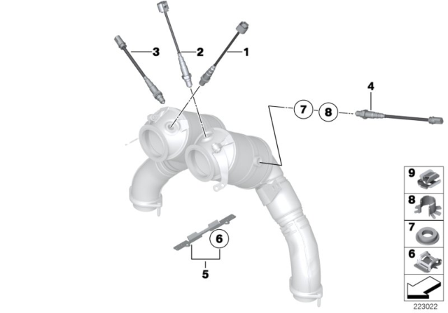 2013 BMW 650i Lambda Probe Fixings Diagram