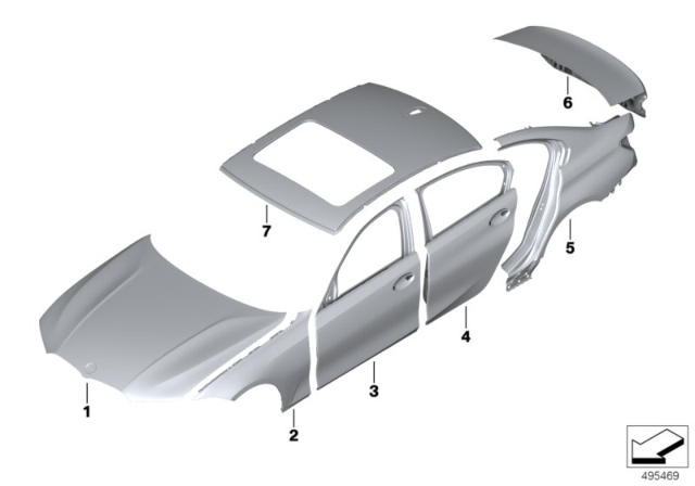 2020 BMW M340i xDrive Outer Panel Diagram