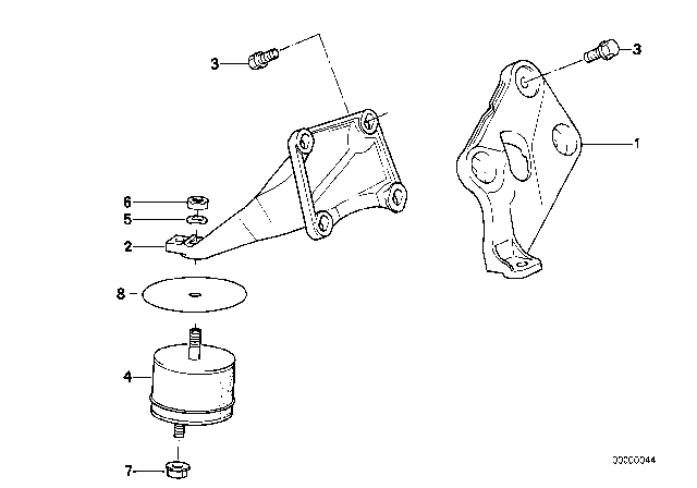 1990 BMW 525i Engine Suspension / Damper Diagram
