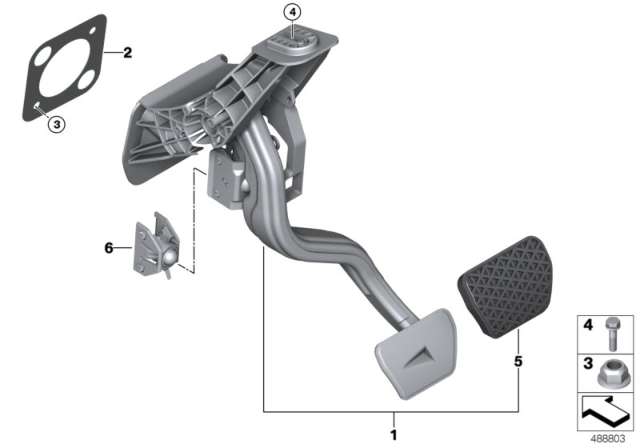 2020 BMW 840i xDrive Pedal Assembly, Automatic Transmission Diagram 1