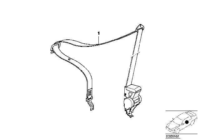 1999 BMW 323is Front Upper Left Seat Belt Diagram for 72118229863