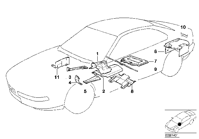 1995 BMW 840Ci Heat Insulation Diagram