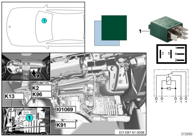 2009 BMW 135i Relay, Rear Wiper Diagram