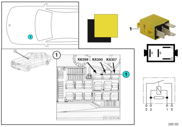 1995 BMW 325i Relay, Oxygen Sensor Diagram 2