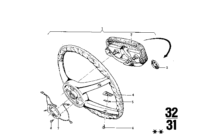 1973 BMW 3.0S Steering Wheel Diagram