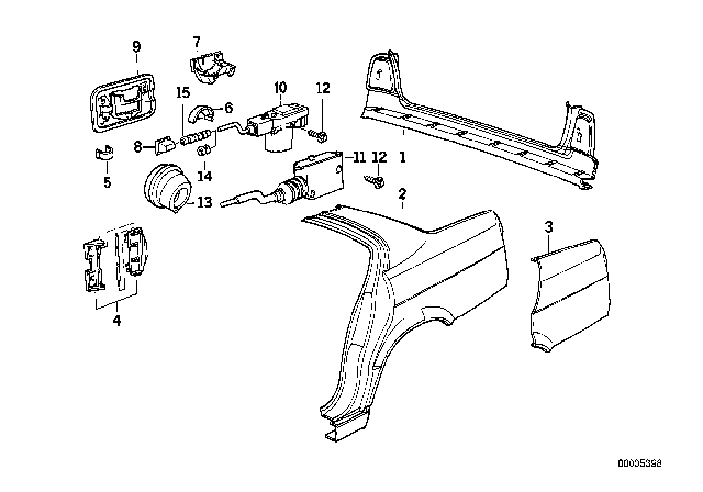1992 BMW M5 Side Panel / Tail Trim Diagram