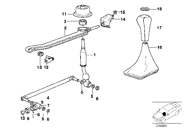 1994 BMW 530i Straight Selector Rod Diagram for 25111221821