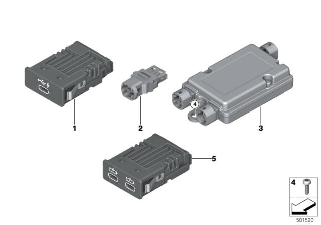 2020 BMW 840i USB Separate Components Diagram
