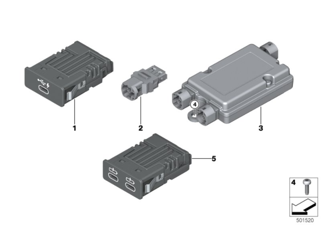 2019 BMW M850i xDrive USB Separate Components Diagram