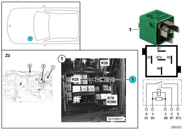2001 BMW Z3 M Relay, Sidelight Right / No.Plate Light Diagram