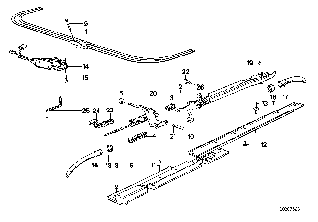 1992 BMW 525i Sliding Lifting Roof Drive Diagram