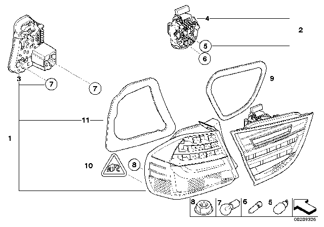 2011 BMW 328i xDrive Rear Light Diagram