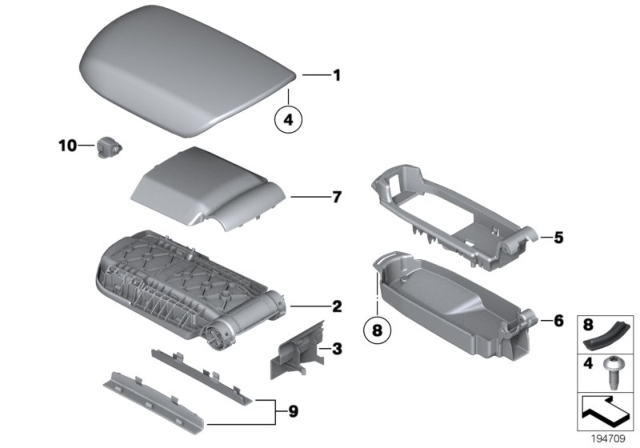 2014 BMW X1 Armrest, Centre Console Diagram