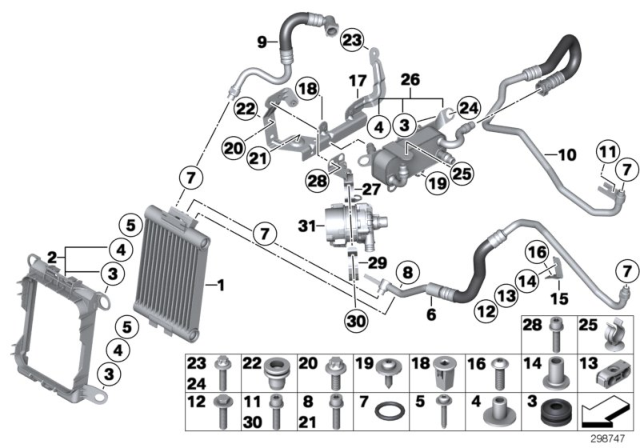 2014 BMW 435i Engine Oil Cooling / Coolant Pump, Electronics Diagram