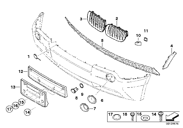 2005 BMW X3 Mounted Parts, Bumper Diagram 1