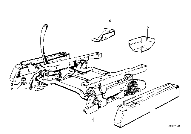 1984 BMW 733i Front Seat - Vertical Seat Adjuster Diagram 1