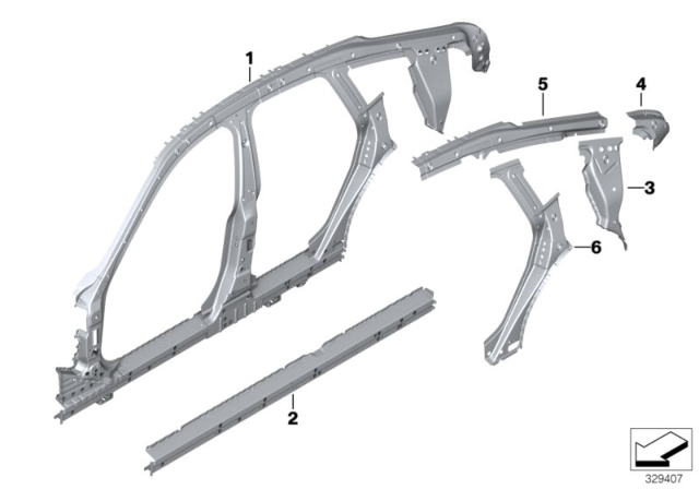 2016 BMW 435i xDrive Gran Coupe Side Frame, Middle Left Diagram for 41007427489