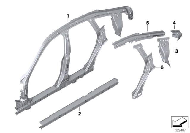 2016 BMW 435i xDrive Gran Coupe C-Pillar Support, Left Diagram for 41007390169