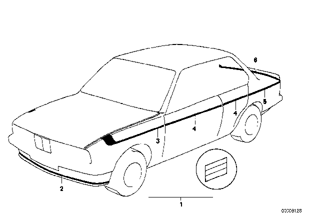 1985 BMW 325e Decorative Strips Diagram