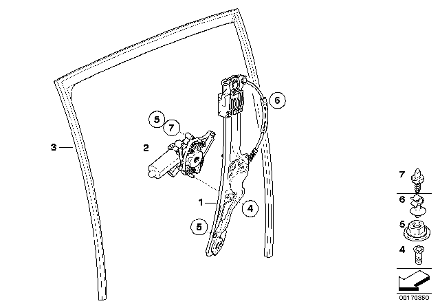 2008 BMW X6 Door Window Lifting Mechanism Diagram 2